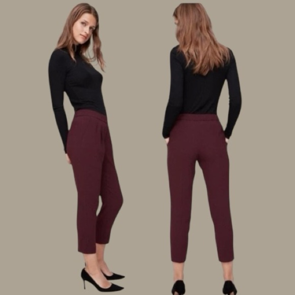 Aritzia Babaton Canon Burgundy Cropped Trouser Pants Size 4